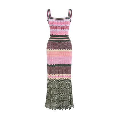 Daphné contrast-color knitted midi dress